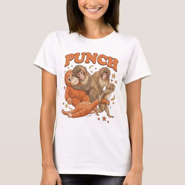 Cute Monkey Punch T-Shirt (Front)