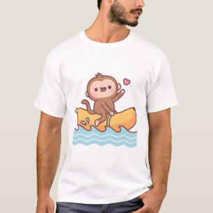 Cute Monkey Riding On Banana Boat T-Shirt