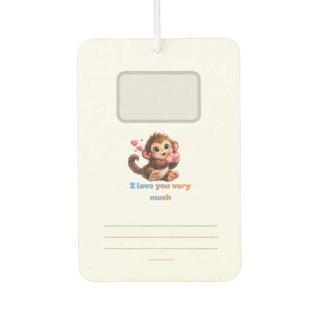 Cute Monkey Romantic Quote Illustration Air Freshener (Front)