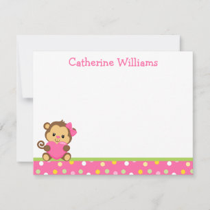 Cute Monkey Thank You Note Card