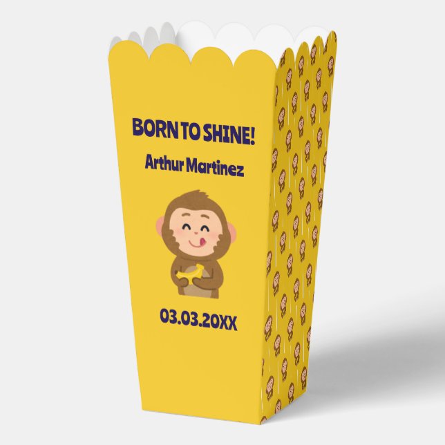 Cute Monkey Theme Boy Baby Shower  Favor Box (Front)