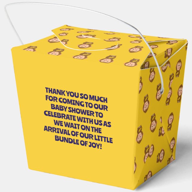 Cute Monkey Theme Boy Baby Shower  Favor Box (Back)