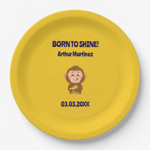 Cute Monkey Theme Boy Baby Shower  Paper Plate