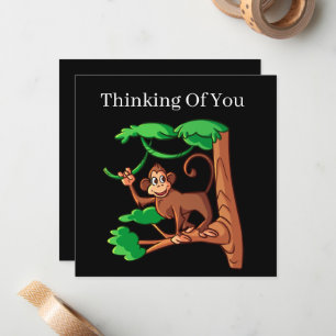 cute monkey thinking of you add sentiment card