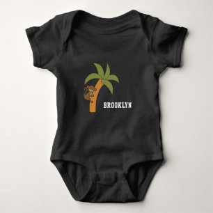 Cute Monkey Unique Boy Personalized Custom Name Baby Bodysuit