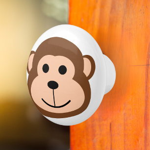 Cute Monkey Wild One Jungle Safari Animal Cartoon Ceramic Knob