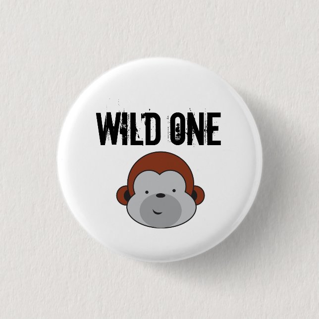 Cute Monkey Wild one safari birthday party 1 Inch Round Button (Front)