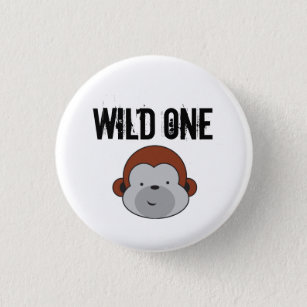 Cute Monkey Wild one safari birthday party 1 Inch Round Button
