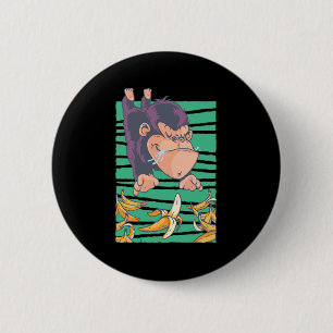 Cute Monkey With Bananas 2 Inch Round Button