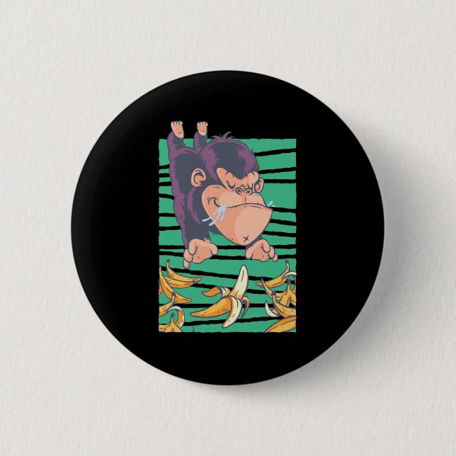 Cute Monkey With Bananas 2 Inch Round Button (Front)