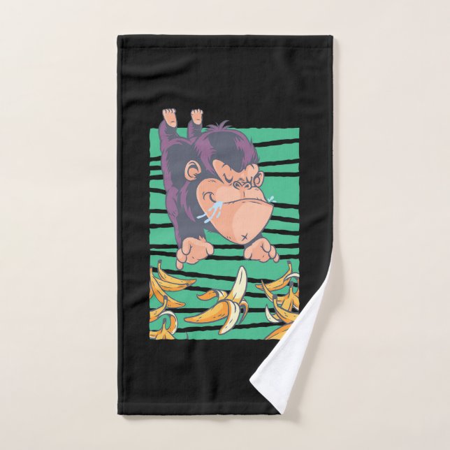 Cute Monkey With Bananas Hand Towel (Hand Towel)