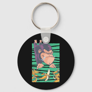 Cute Monkey With Bananas Keychain