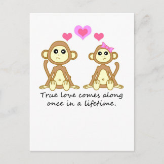 Cute Monkeys - True Love Comes Along Once in a... Postcard