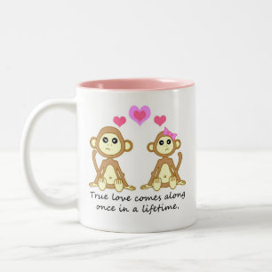 Cute Monkeys - True Love Comes Along Once in a... Two-Tone Coffee Mug