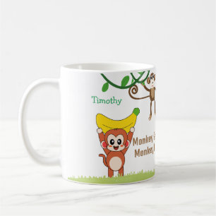 Cute Monkeys With Funny Sayings Custom Name  Coffee Mug
