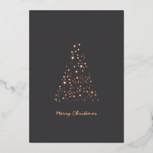 Cute Monochrome Brighty Stars Christmas  Foil Holiday Card