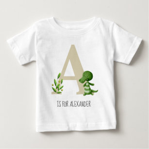 Cute Monogram Alligator Serif Bold Children Baby T-Shirt