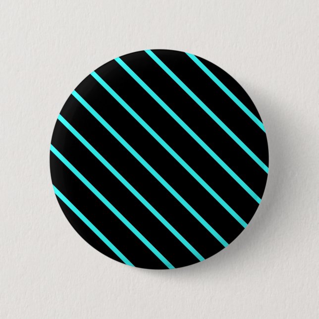 Cute monogram aqua black stripes All-Over-Print T- 2 Inch Round Button (Front)