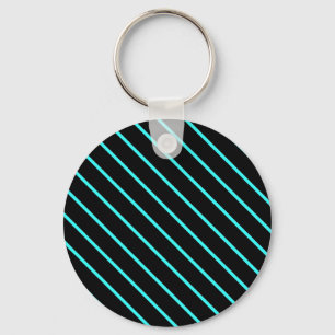 Cute monogram aqua black stripes All-Over-Print T- Keychain