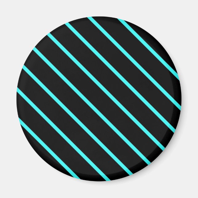 Cute monogram aqua black stripes All-Over-Print T- Magnet (Front)
