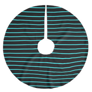 Cute monogram aqua black stripes  brushed polyester tree skirt
