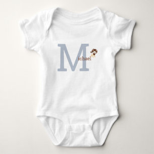 Cute Monogram Baby Boy Bodysuit Lion