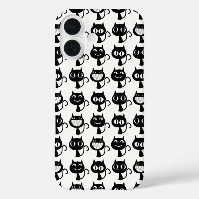 Cute Monogram Black Cat Expressions Pattern Case-Mate iPhone Case (Back)