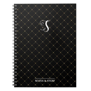 Cute Monogram Black Honeycomb Bee Design  Notebook