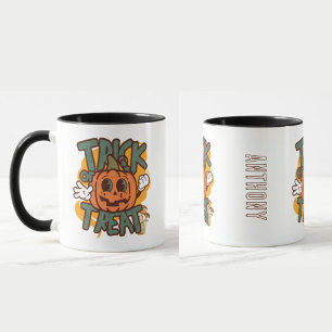 Cute monogram cartoon artwork pumpkin retro mug
