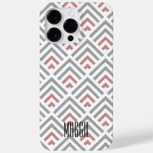 Cute monogram chevron stylish dusty pattern grey Case-Mate iPhone 14 pro max case