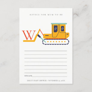Cute Monogram Fork Lift Advice For Mum Baby Shower Enclosure Card