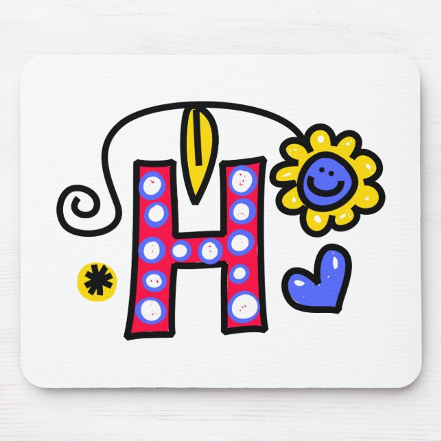 Cute Monogram Letter H Greeting Text Expression Mouse Pad (Front)