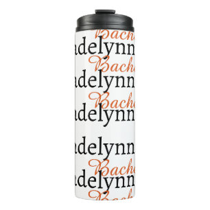 Cute Monogram Script Black and Red Bridesmaid  Thermal Tumbler