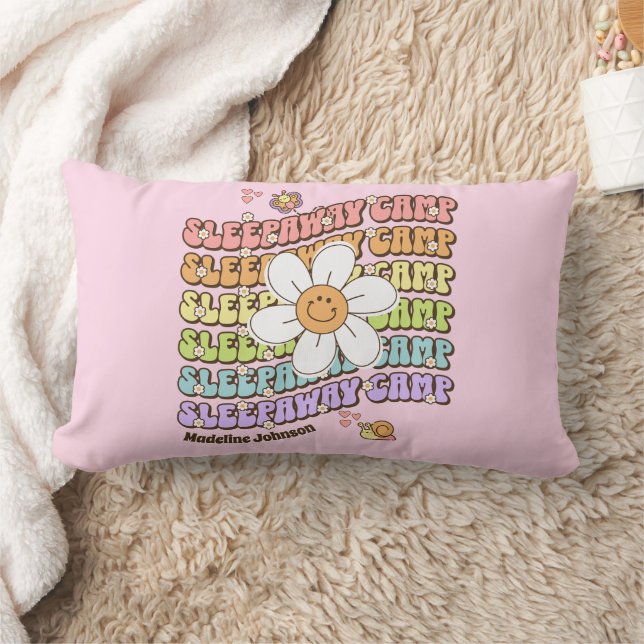 Cute Monogram Sleepaway Summer Camp  Lumbar Pillow (Blanket)