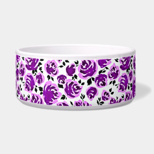 Cute monogram white violet roses patterns bowl