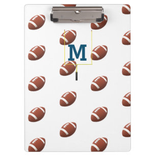 Cute Monogrammed Football Themed Clipboard