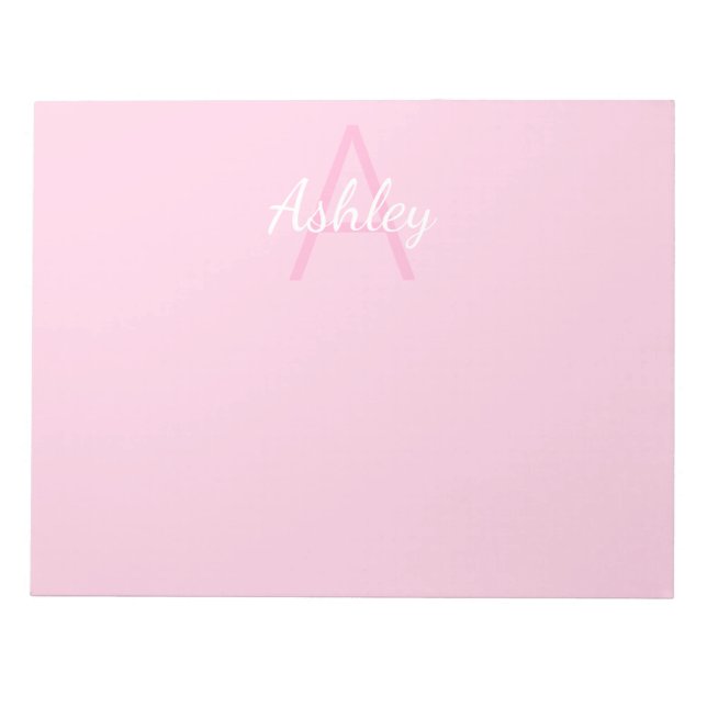 Cute Monogrammed Girl's Name | Pink & White Notepad (Front)