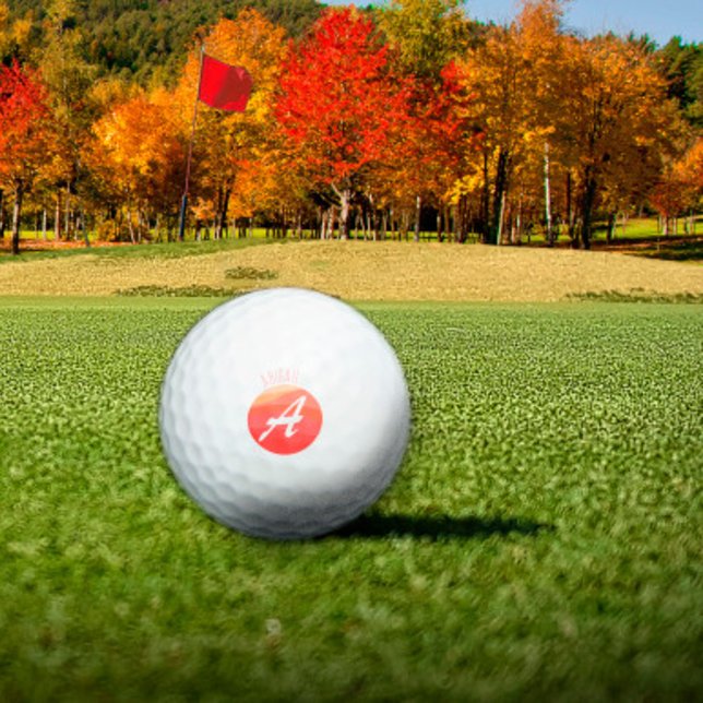 Cute  monogrammed initial A orange coral Golf Balls (Creator Uploaded)