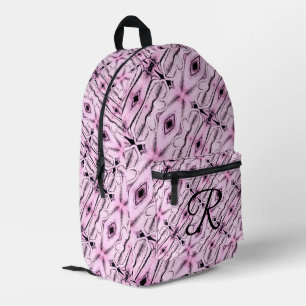 Cute Monogrammed Pink and Black Printed Backpack