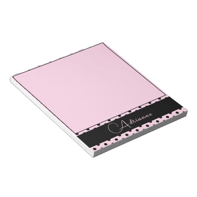Cute Monogrammed Pink with Black Polka Dots Notepad (Creator Uploaded)