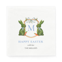 Cute Monogrammed Topiary Bunny Easter 