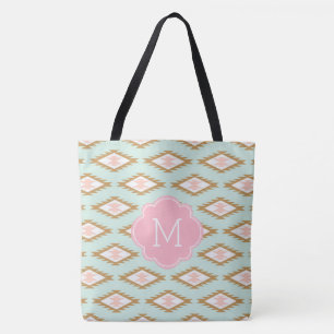 Cute Monogrammed Tribal Inspired Pattern Tote Bag