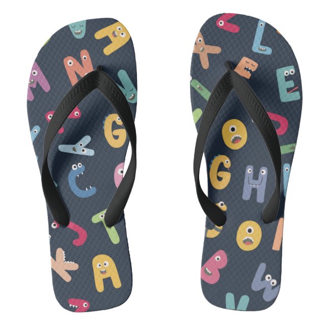 Cute monster alphabets  flip flops (Footbed)