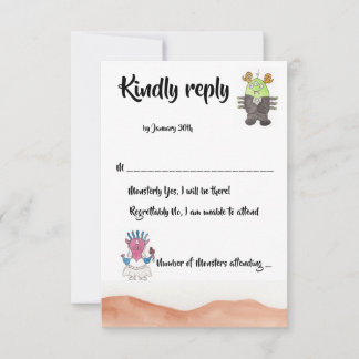Cute Monster Alternative Wedding RSVP Card