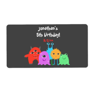 Cute Monster Anniversaire Étiquettes bouteille d'e