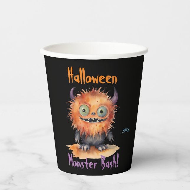 Cute Monster Bash Halloween Party Paper Cups (Front)