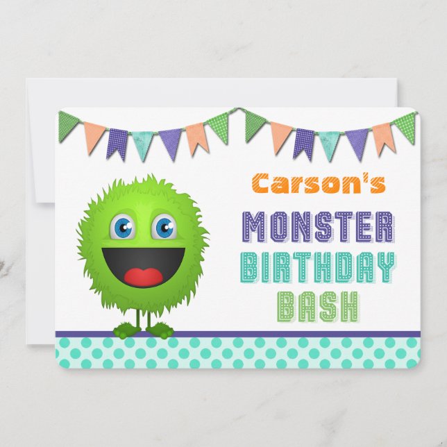 Cute Monster Birthday Bash Invitation (Front)