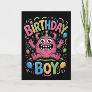 Cute Monster Birthday Boy Card Friendly Creature