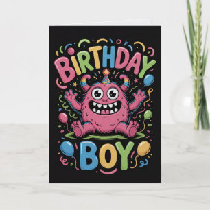 Cute Monster Birthday Boy Card Friendly Creature