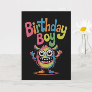 Cute Monster Birthday Boy Card Funny Monster